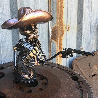 Cowboy Skull Gunslinger Hood Ornament Sculpture