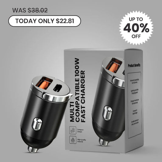 Multi Compatible 100W Fast Charging Car Charger